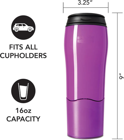 Plastic Travel Mug, No Spill Double Wall Tumbler, Cold/Hot, Cup-Holder Friendly, Dishwasher Safe, (Gray, 12oz)