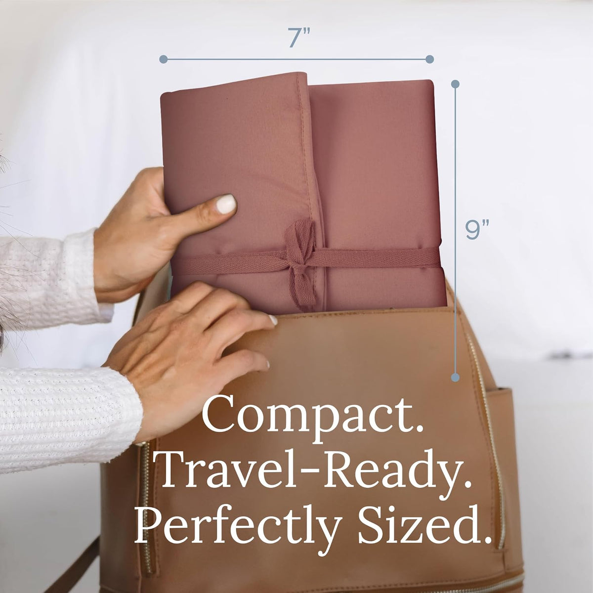 Portable Diaper Changing Pad - Rollable, Portable Changing Pad for Diaper Bag & Travel - Oeko-TEX Cotton Exterior - Foldable Baby Changing Mat - Machine Washable - Baby Essentials (Beige)