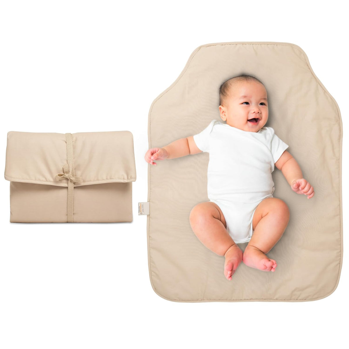 Portable Diaper Changing Pad - Rollable, Portable Changing Pad for Diaper Bag & Travel - Oeko-TEX Cotton Exterior - Foldable Baby Changing Mat - Machine Washable - Baby Essentials (Beige)