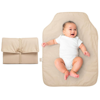 Portable Diaper Changing Pad - Rollable, Portable Changing Pad for Diaper Bag & Travel - Oeko-TEX Cotton Exterior - Foldable Baby Changing Mat - Machine Washable - Baby Essentials (Beige)