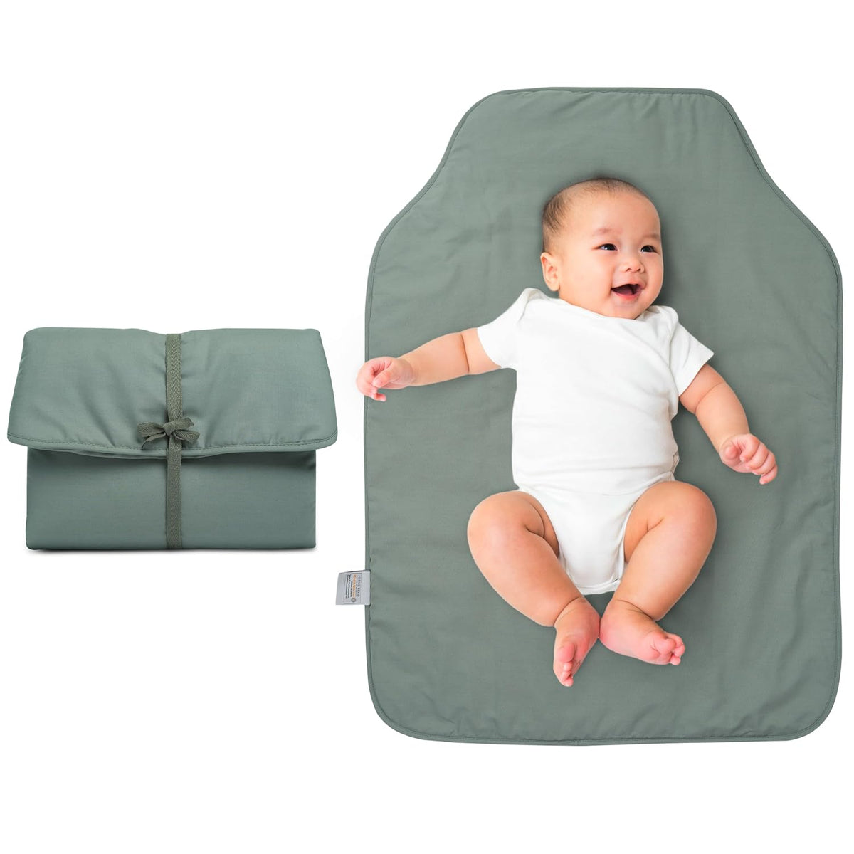 Portable Diaper Changing Pad - Rollable, Portable Changing Pad for Diaper Bag & Travel - Oeko-TEX Cotton Exterior - Foldable Baby Changing Mat - Machine Washable - Baby Essentials (Beige)