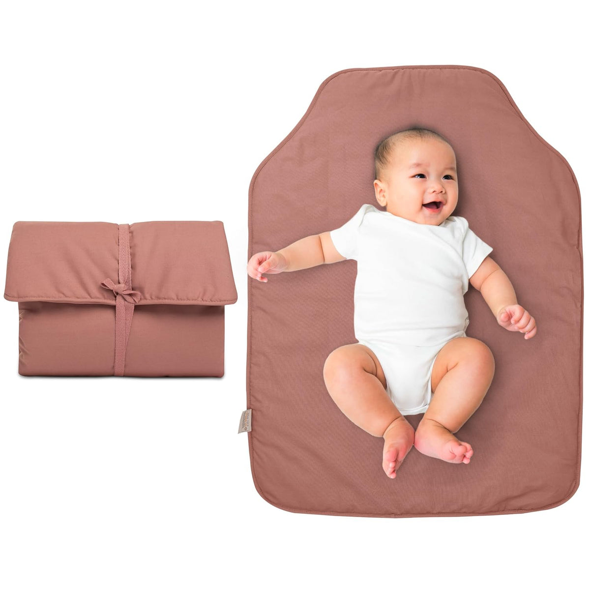Portable Diaper Changing Pad - Rollable, Portable Changing Pad for Diaper Bag & Travel - Oeko-TEX Cotton Exterior - Foldable Baby Changing Mat - Machine Washable - Baby Essentials (Beige)