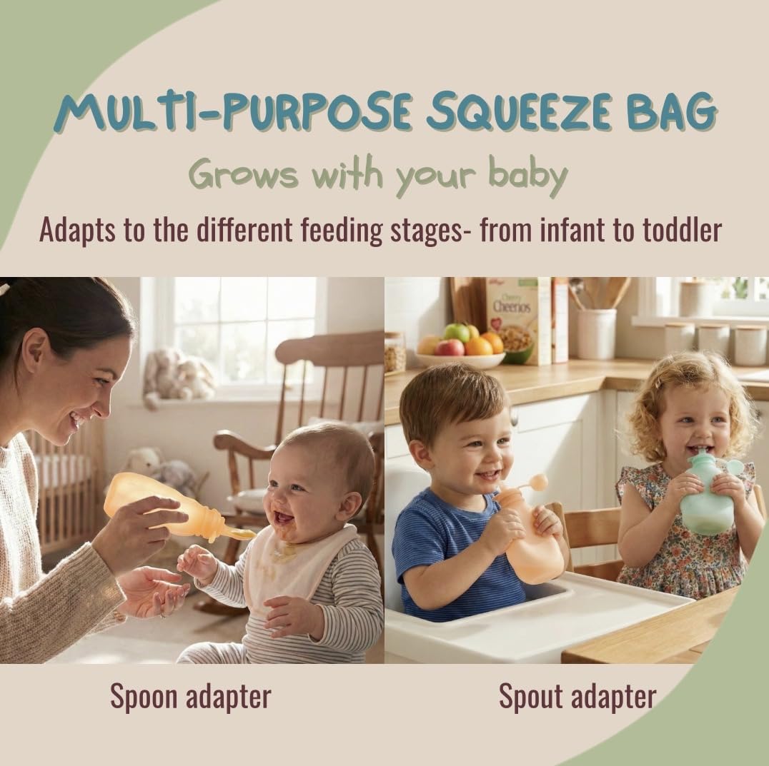 Baby Food Prep System- Silicone Freezer Tray, Toddler Soup Tray, Food Storage Cups w/Straw, Reusable Baby Food Squeeze Pouches- BPA Free, Food Grade Silicone, Eco-Friendly Food Storage Set