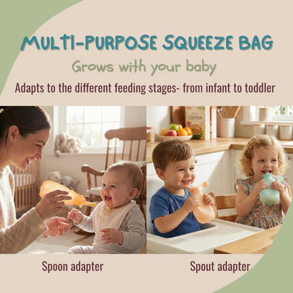 Baby Food Prep System- Silicone Freezer Tray, Toddler Soup Tray, Food Storage Cups w/Straw, Reusable Baby Food Squeeze Pouches- BPA Free, Food Grade Silicone, Eco-Friendly Food Storage Set
