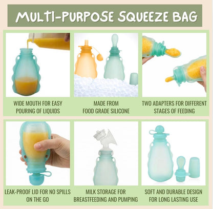 Baby Food Prep System- Silicone Freezer Tray, Toddler Soup Tray, Food Storage Cups w/Straw, Reusable Baby Food Squeeze Pouches- BPA Free, Food Grade Silicone, Eco-Friendly Food Storage Set