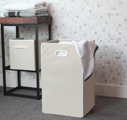 Foldable Closet Laundry Hamper Basket, Beige