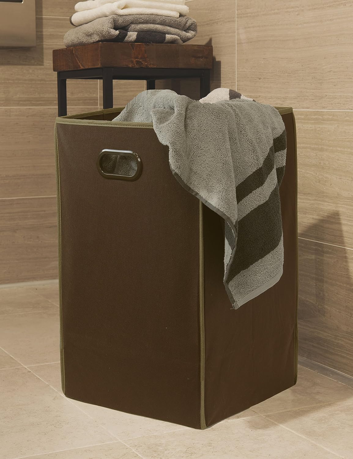 Foldable Closet Laundry Hamper Basket, Beige