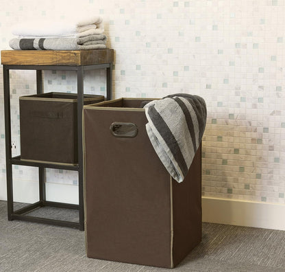 Foldable Closet Laundry Hamper Basket, Beige