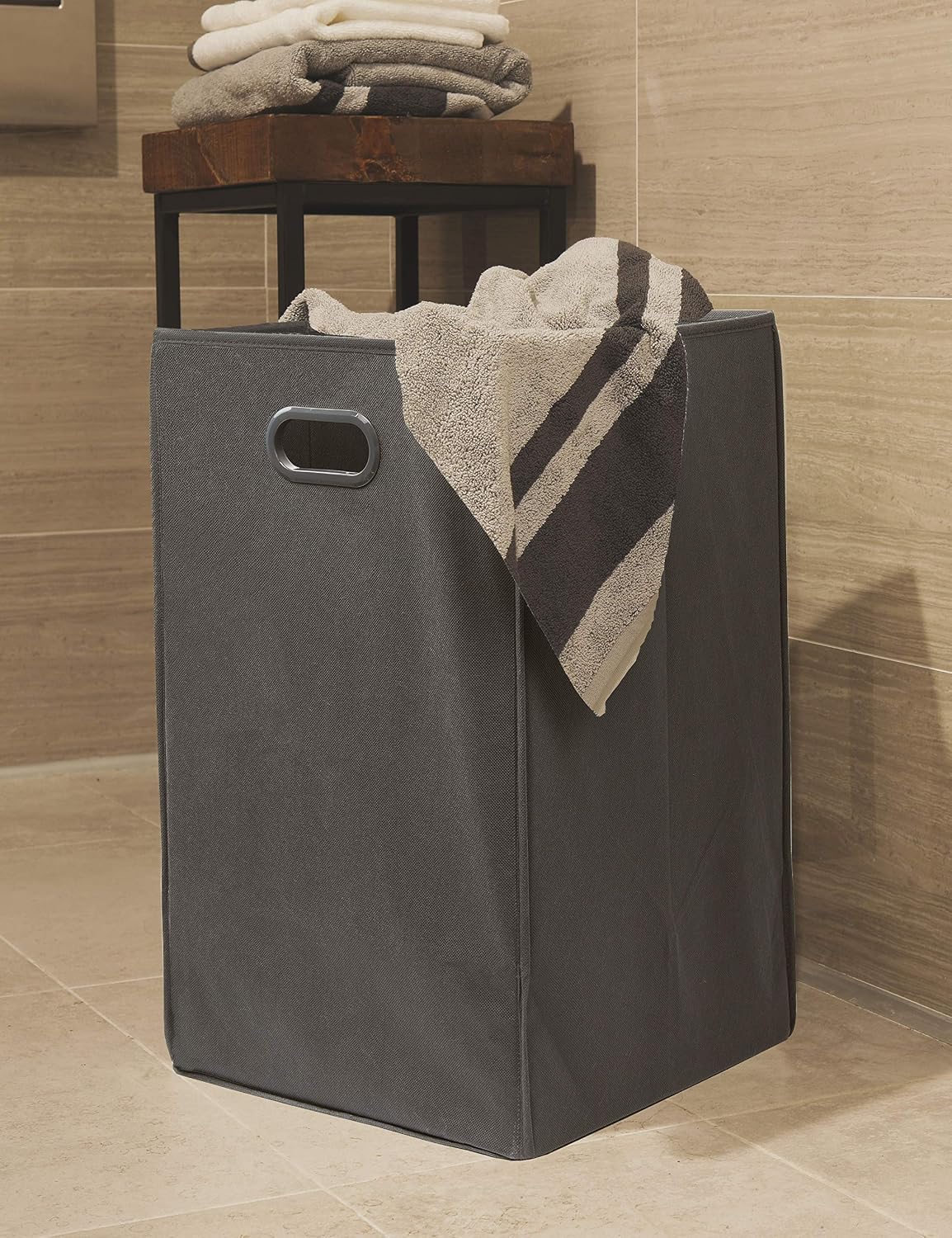 Foldable Closet Laundry Hamper Basket, Beige