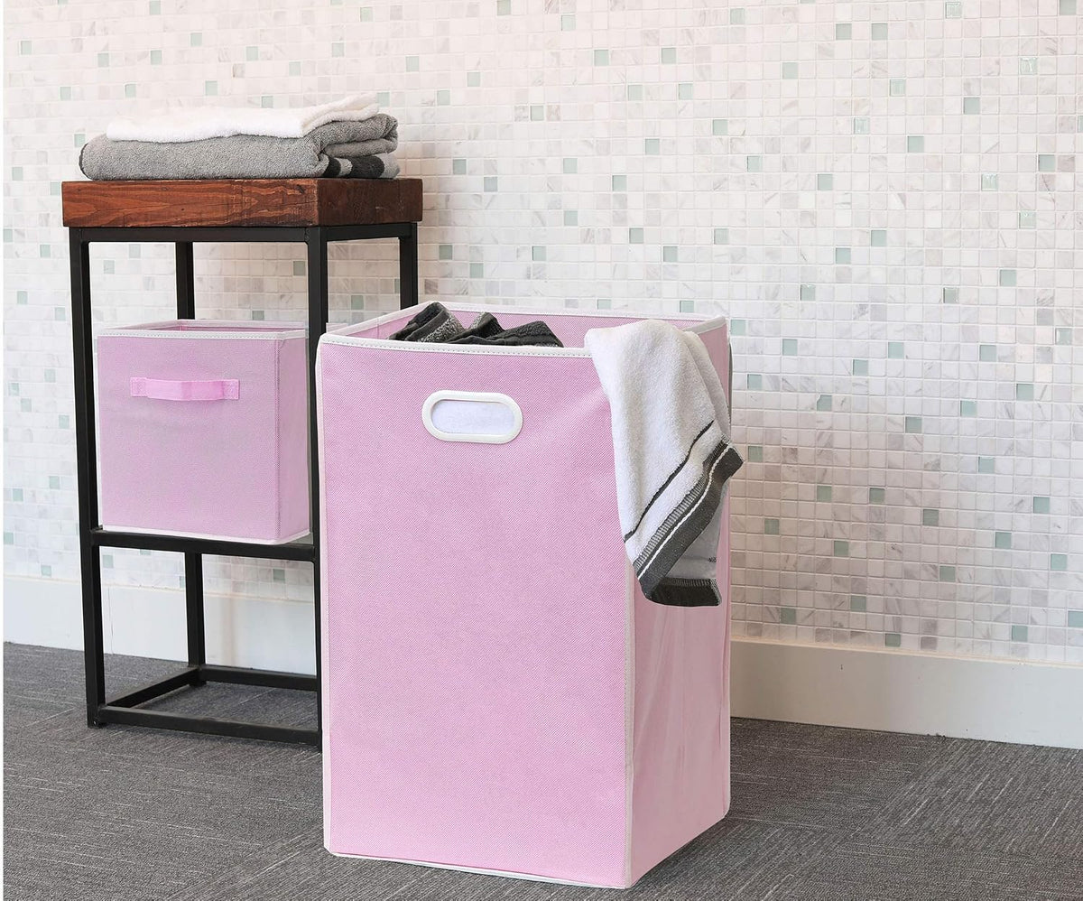 Foldable Closet Laundry Hamper Basket, Beige