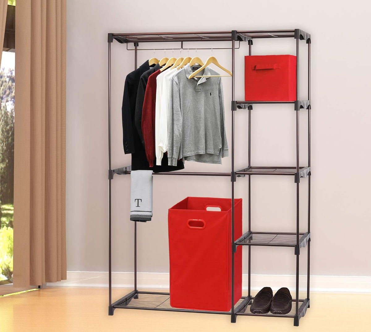 Foldable Closet Laundry Hamper Basket, Beige