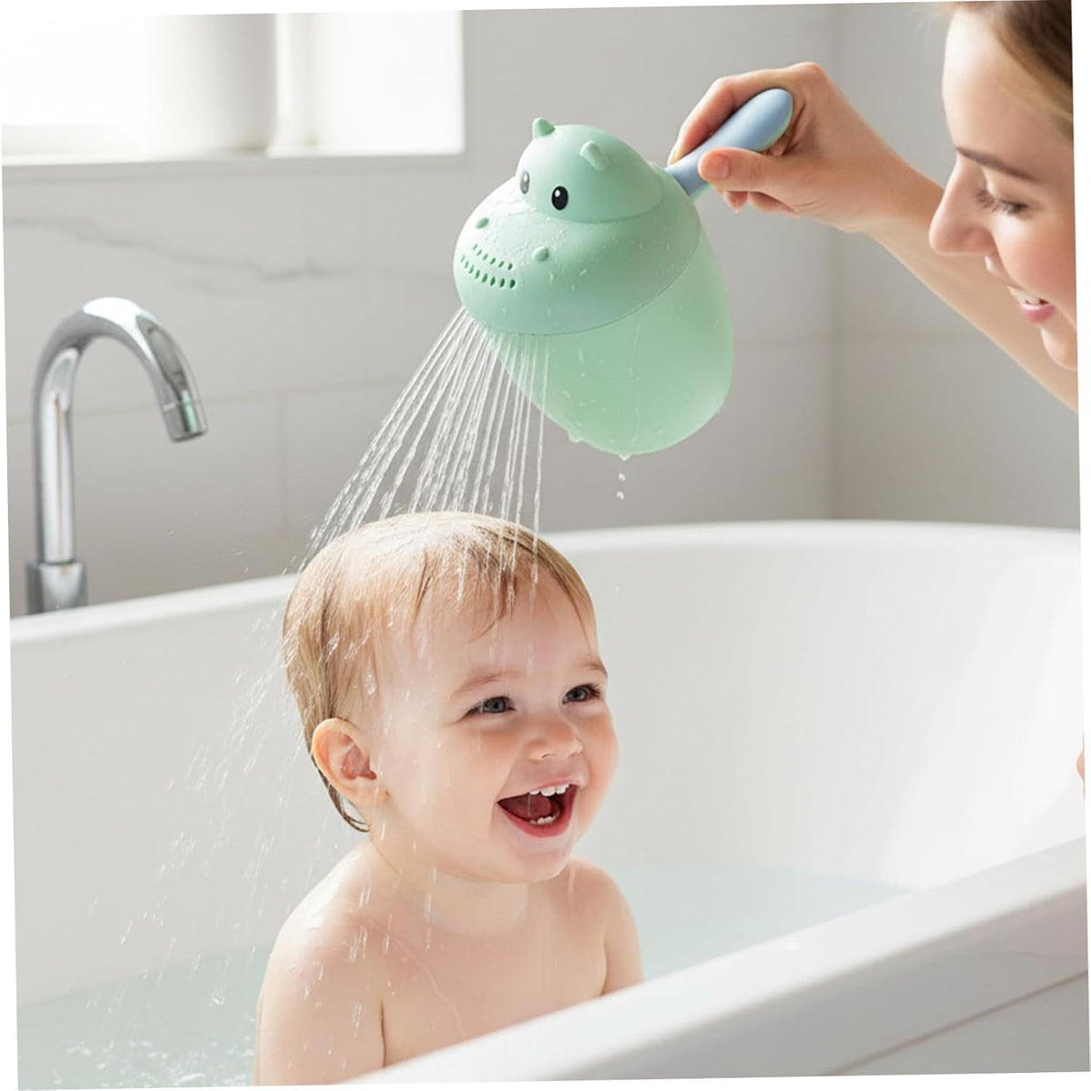 Baby Bath Rinse Cup Fun Hippo Bath Water Pourer for Kids with Easy-Fill Design Gentle Shower for Hair Rinsing Safe PP Material Baby Rinse Cup Water Pourer Rinser BAB