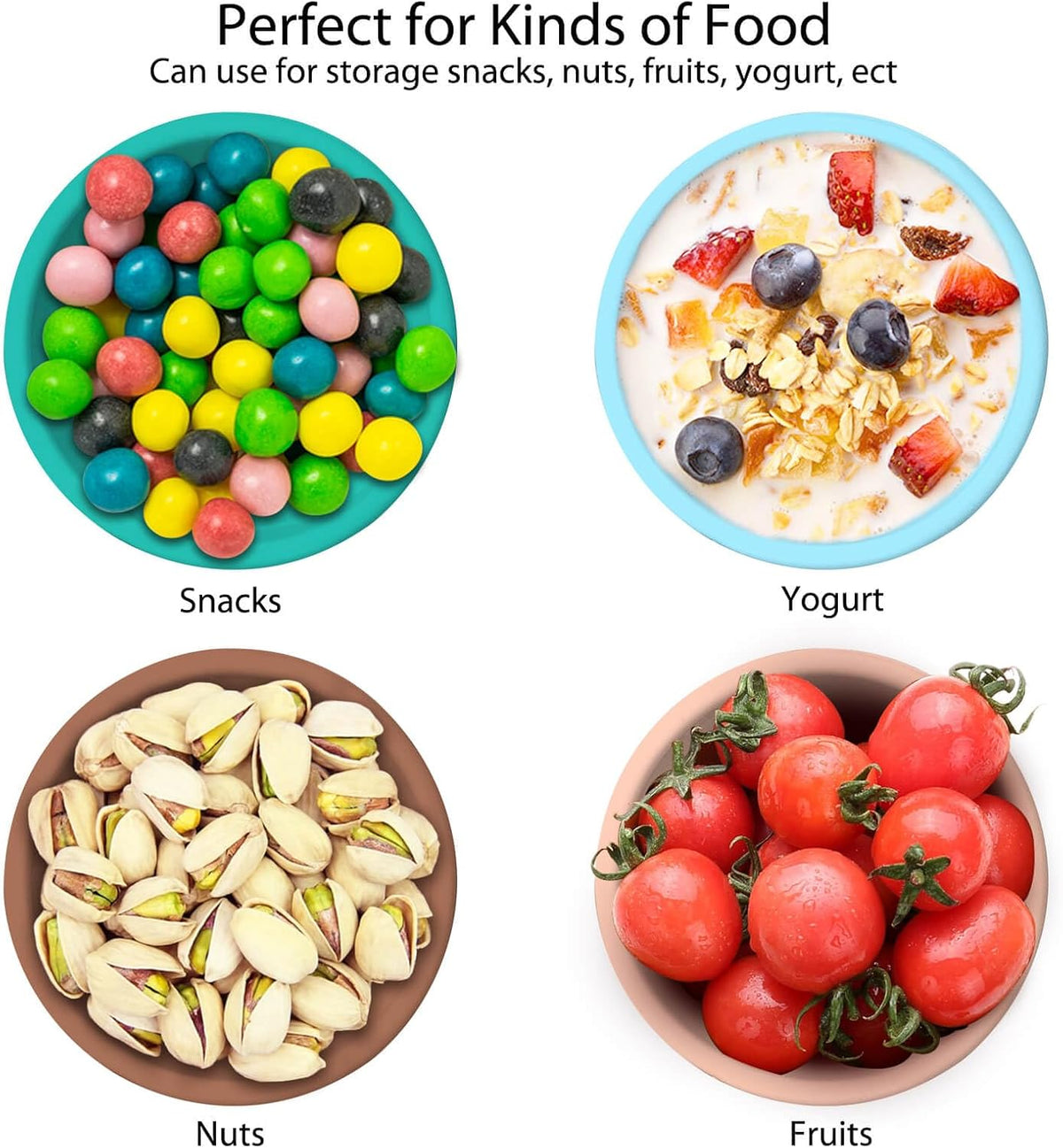 4 Pack 8.5 oz Silicone Food Storage Containers with Lids, 1-Cup Reusable Snack Fruits Containers Cups, Leak Proof Soup Freezer Molds Small Lunch Box BPA Free for Kids Baby Daycare School Travel