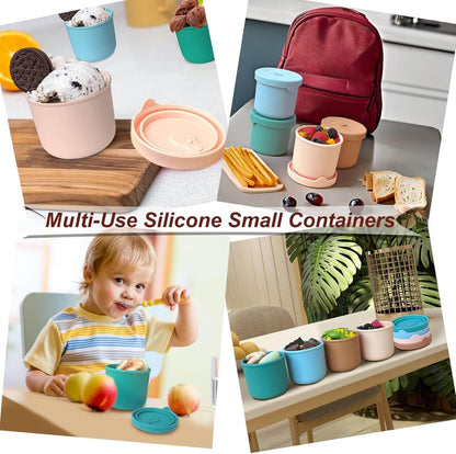 4 Pack 8.5 oz Silicone Food Storage Containers with Lids, 1-Cup Reusable Snack Fruits Containers Cups, Leak Proof Soup Freezer Molds Small Lunch Box BPA Free for Kids Baby Daycare School Travel