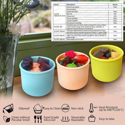 4 Pack 8.5 oz Silicone Food Storage Containers with Lids, 1-Cup Reusable Snack Fruits Containers Cups, Leak Proof Soup Freezer Molds Small Lunch Box BPA Free for Kids Baby Daycare School Travel
