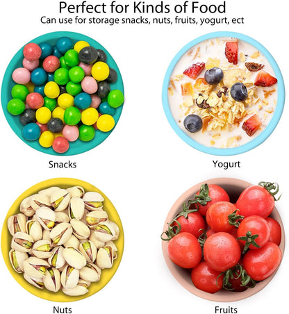 4 Pack 8.5 oz Silicone Food Storage Containers with Lids, 1-Cup Reusable Snack Fruits Containers Cups, Leak Proof Soup Freezer Molds Small Lunch Box BPA Free for Kids Baby Daycare School Travel