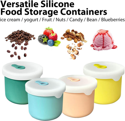 4 Pack 8.5 oz Silicone Food Storage Containers with Lids, 1-Cup Reusable Snack Fruits Containers Cups, Leak Proof Soup Freezer Molds Small Lunch Box BPA Free for Kids Baby Daycare School Travel