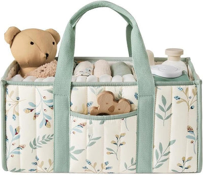 Floral Print Diaper Caddy Organizer, Stylish Nursery Storage Basket