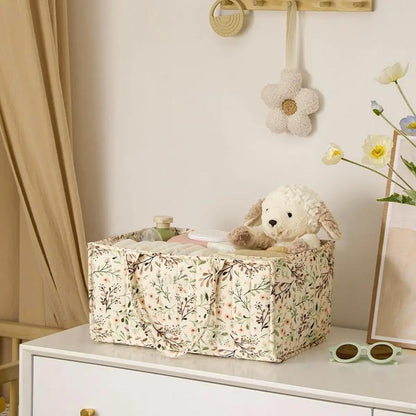 Floral Print Diaper Caddy Organizer, Stylish Nursery Storage Basket
