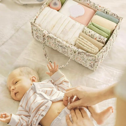 Floral Print Diaper Caddy Organizer, Stylish Nursery Storage Basket