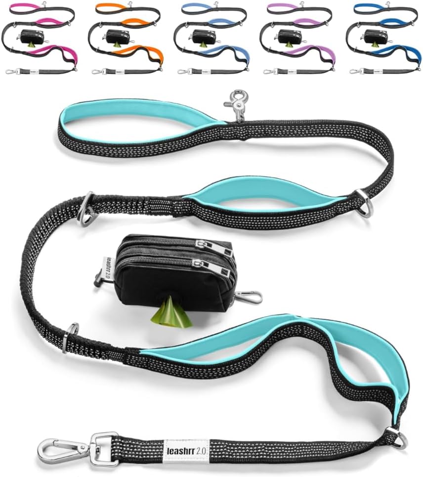 Dog Poop Bag Holder for Leashes and Treat Holder with 2 Waterproof Pouches