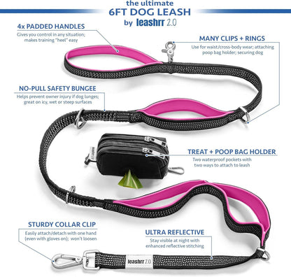 Dog Poop Bag Holder for Leashes and Treat Holder with 2 Waterproof Pouches
