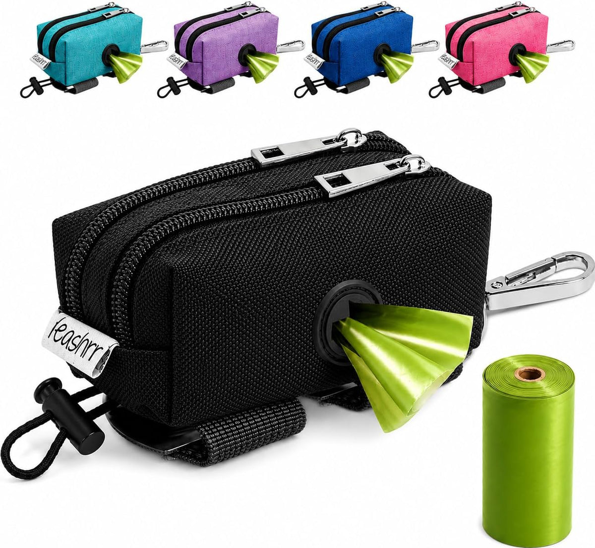 Dog Poop Bag Holder for Leashes and Treat Holder with 2 Waterproof Pouches