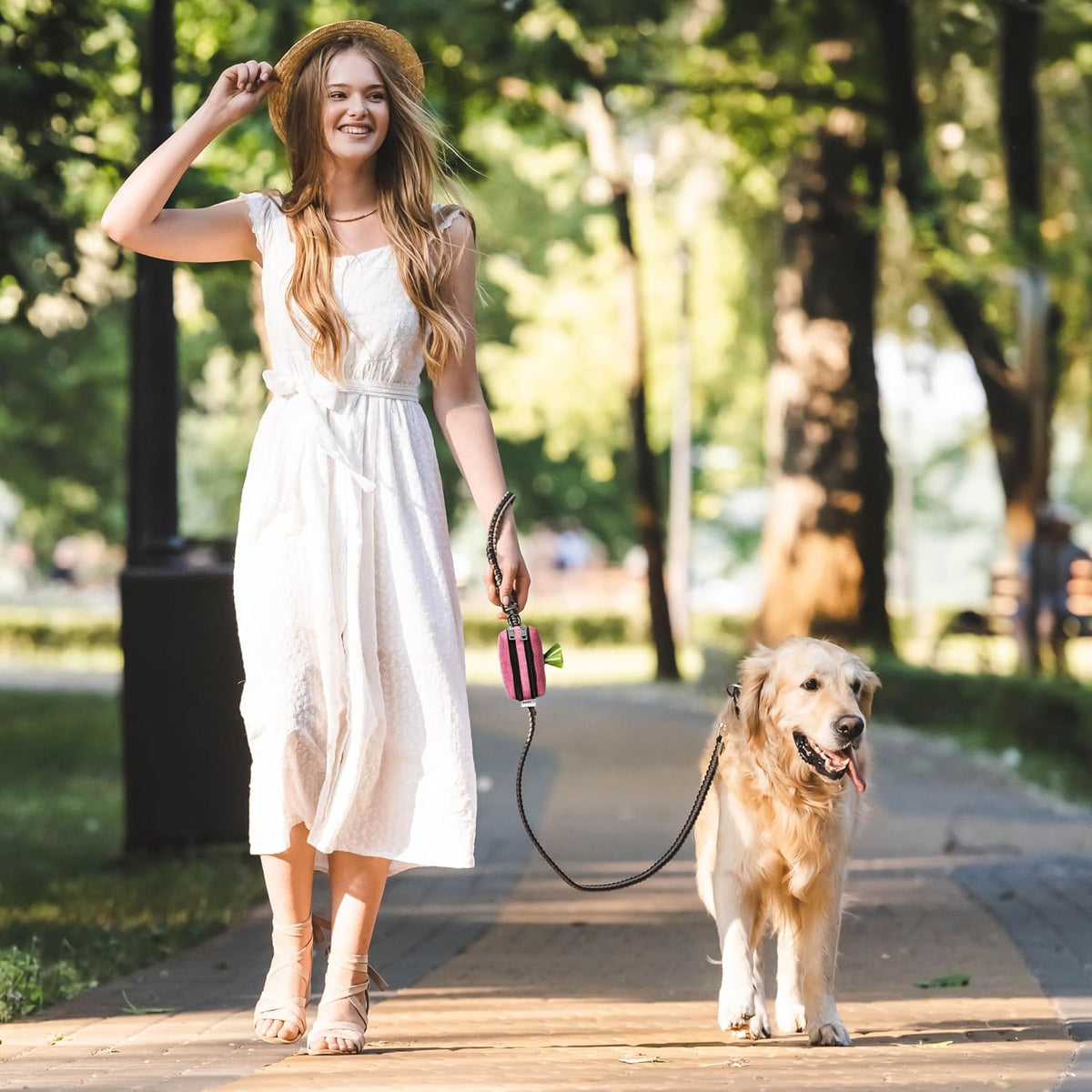 Dog Poop Bag Holder for Leashes and Treat Holder with 2 Waterproof Pouches