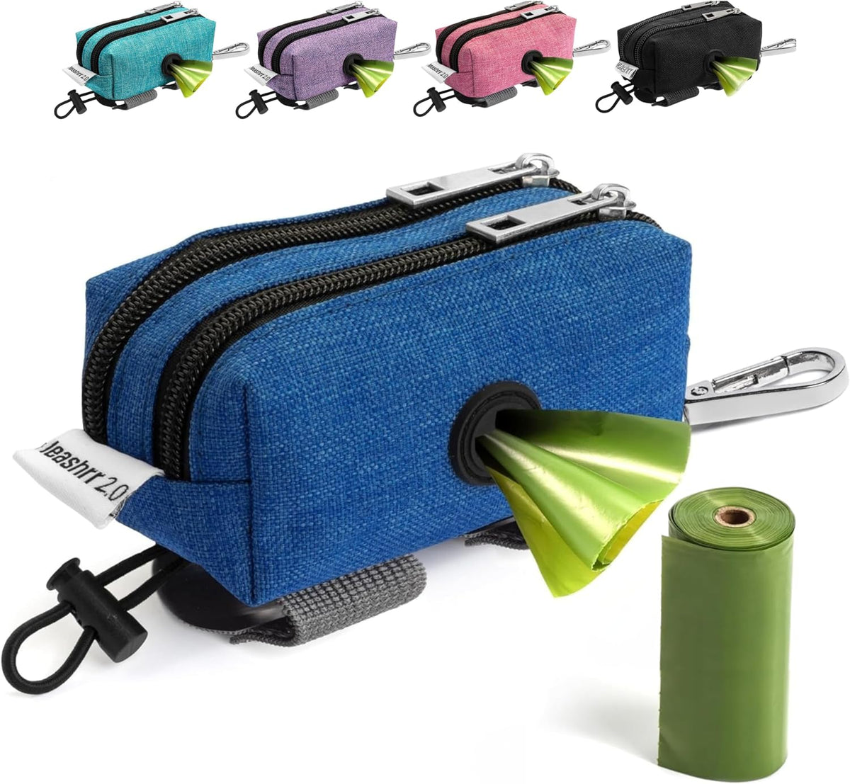 Dog Poop Bag Holder for Leashes and Treat Holder with 2 Waterproof Pouches