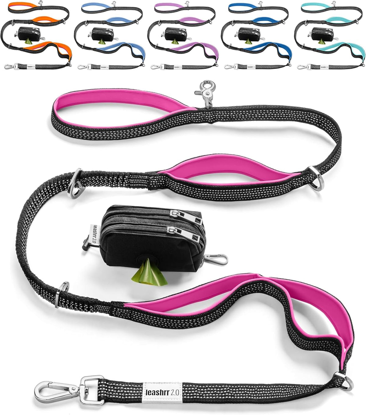 Dog Poop Bag Holder for Leashes and Treat Holder with 2 Waterproof Pouches
