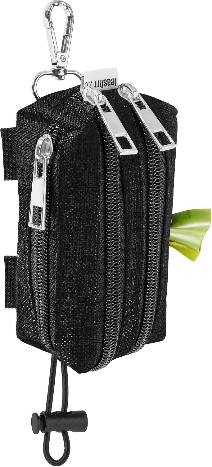 Dog Poop Bag Holder for Leashes and Treat Holder with 2 Waterproof Pouches