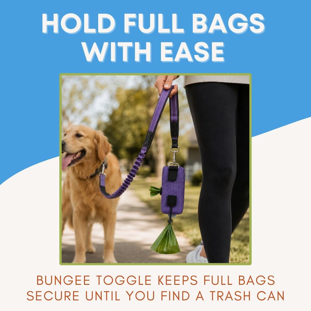 Dog Poop Bag Holder for Leashes and Treat Holder with 2 Waterproof Pouches