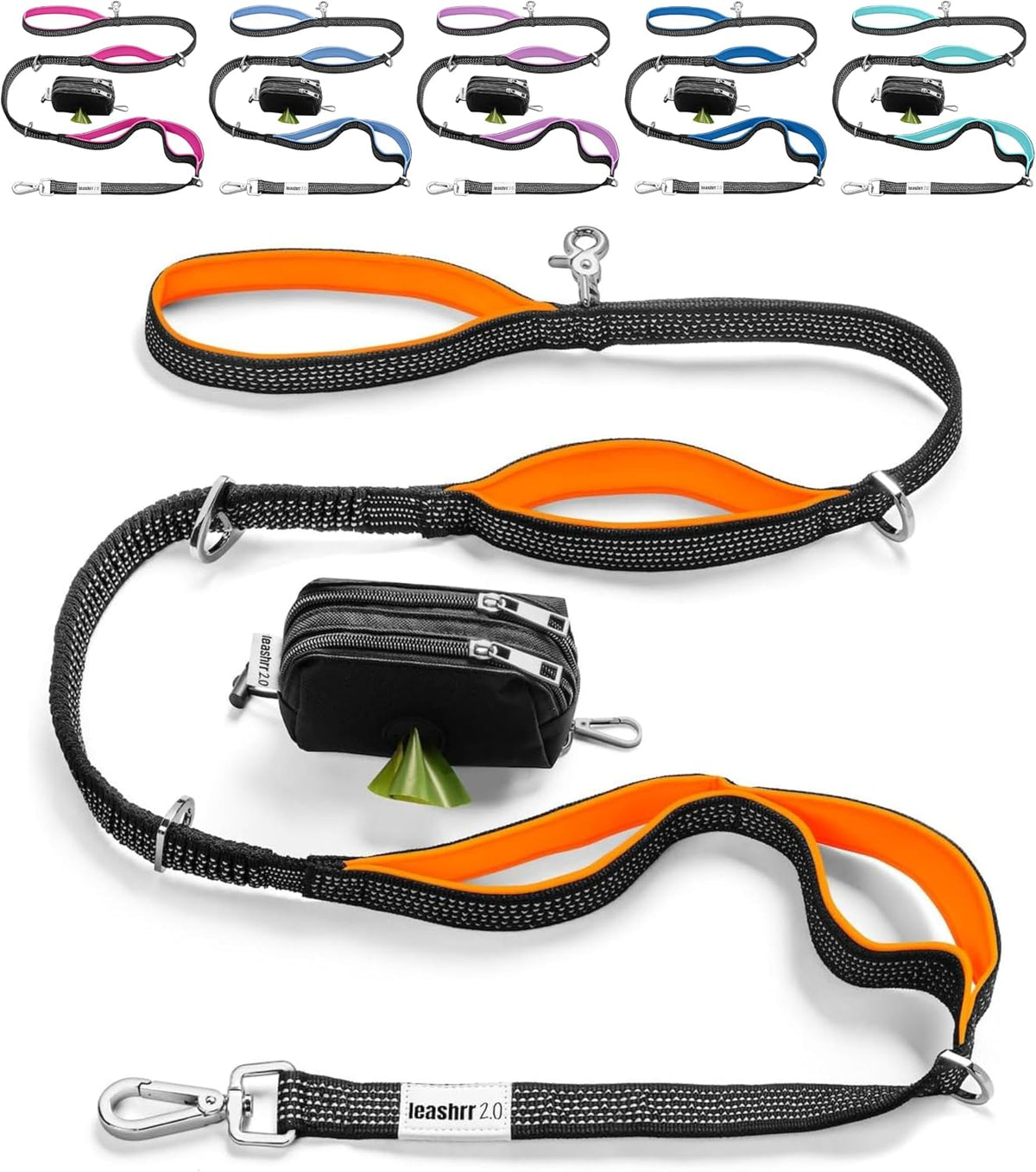 Dog Poop Bag Holder for Leashes and Treat Holder with 2 Waterproof Pouches