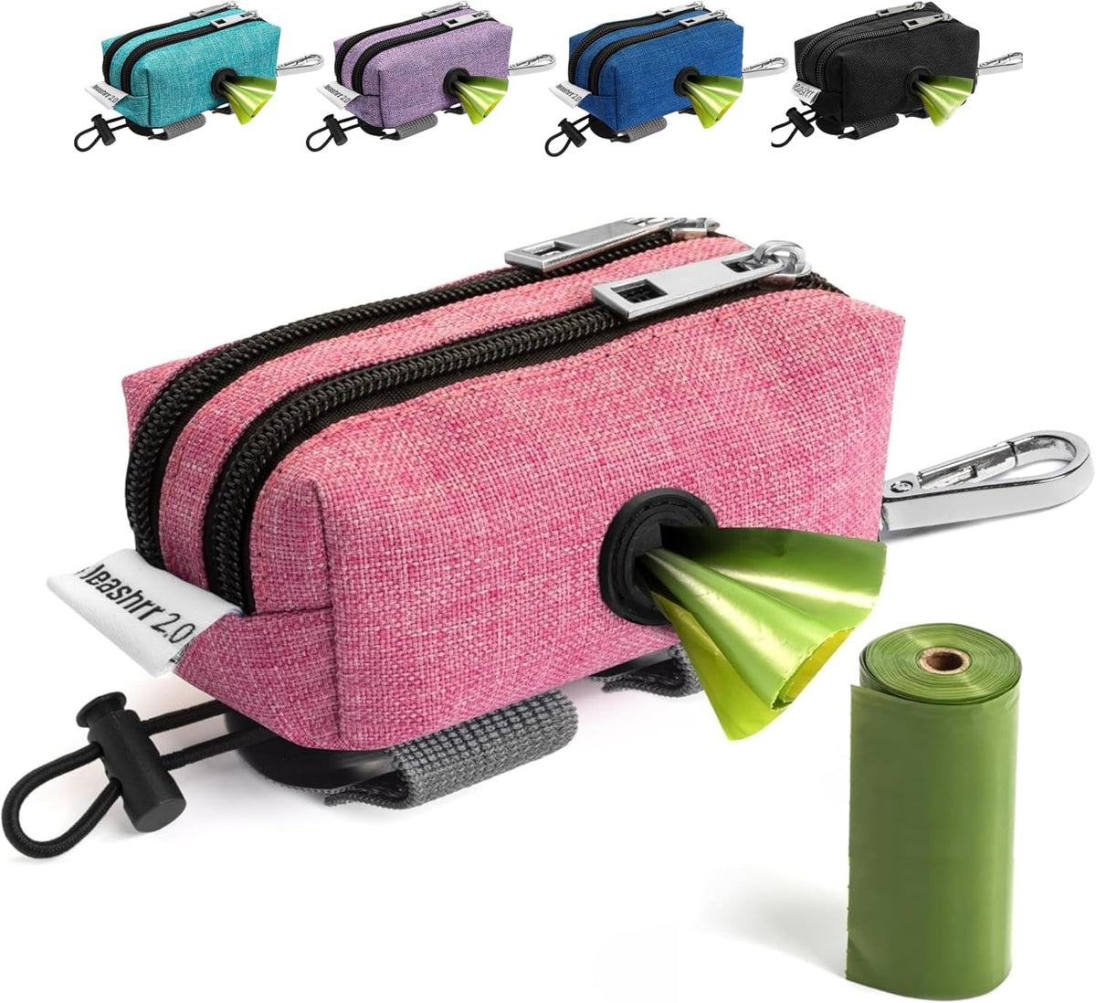 Dog Poop Bag Holder for Leashes and Treat Holder with 2 Waterproof Pouches