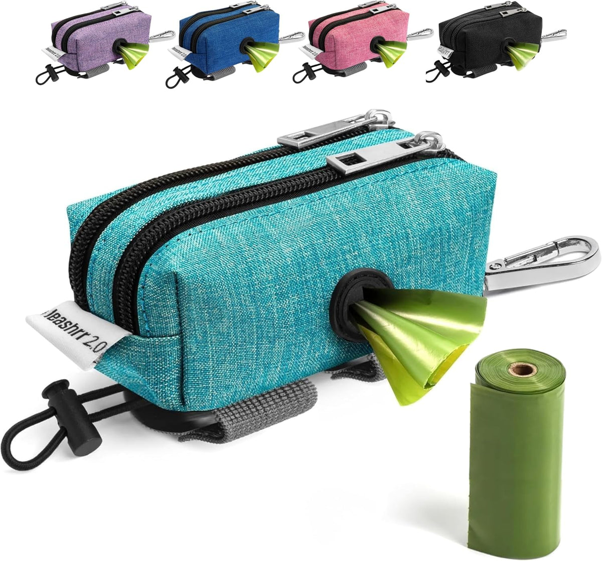 Dog Poop Bag Holder for Leashes and Treat Holder with 2 Waterproof Pouches
