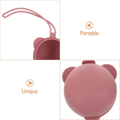 Silicone Pacifier Storage Box with Lanyard 3pcs Portable for Travel