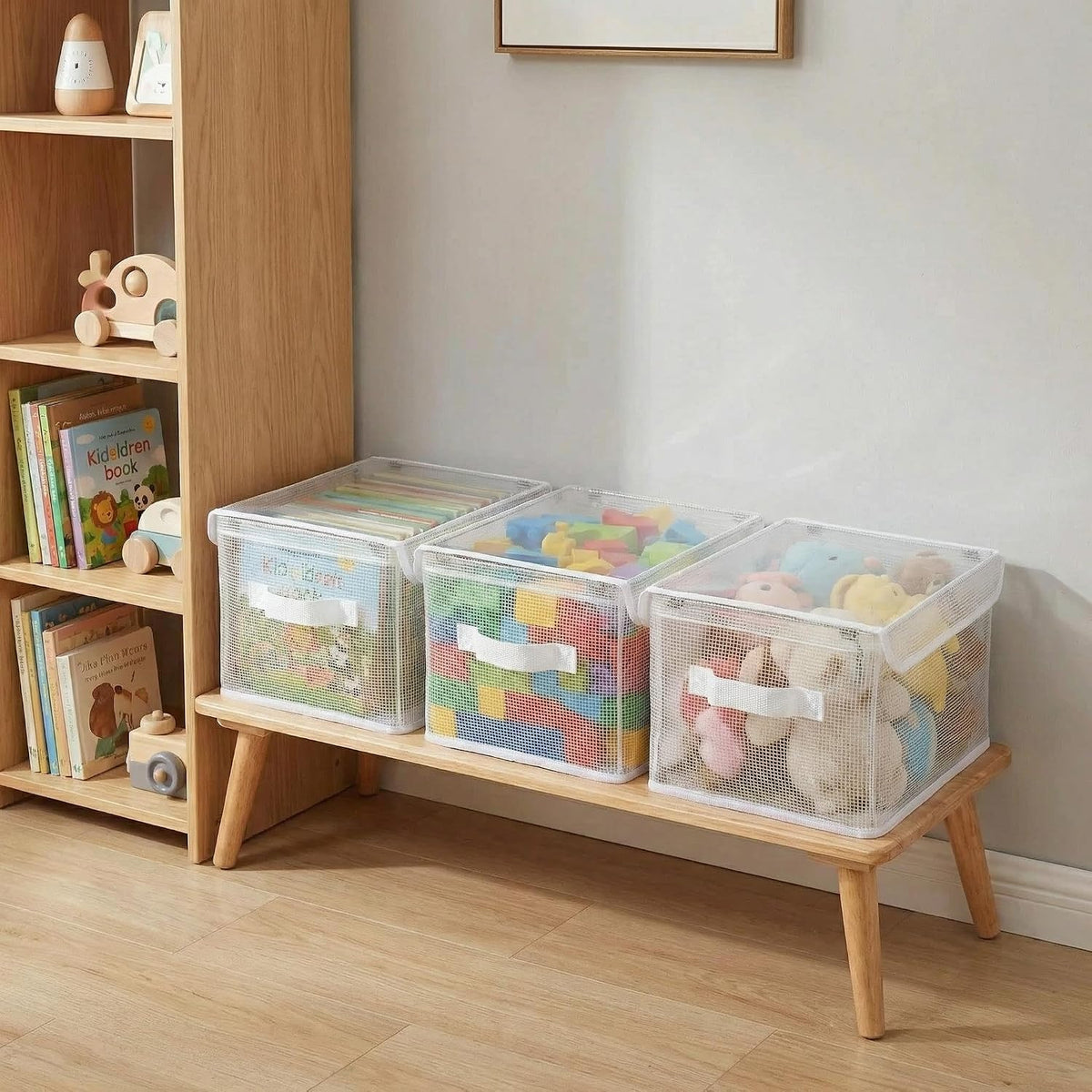3 Pack Clear Storage Bins with Lids, Foldable Toy Organizer Bins PVC Transparent Storage Box for Toys, Clothes, Towel and Stuffed Animal Storage