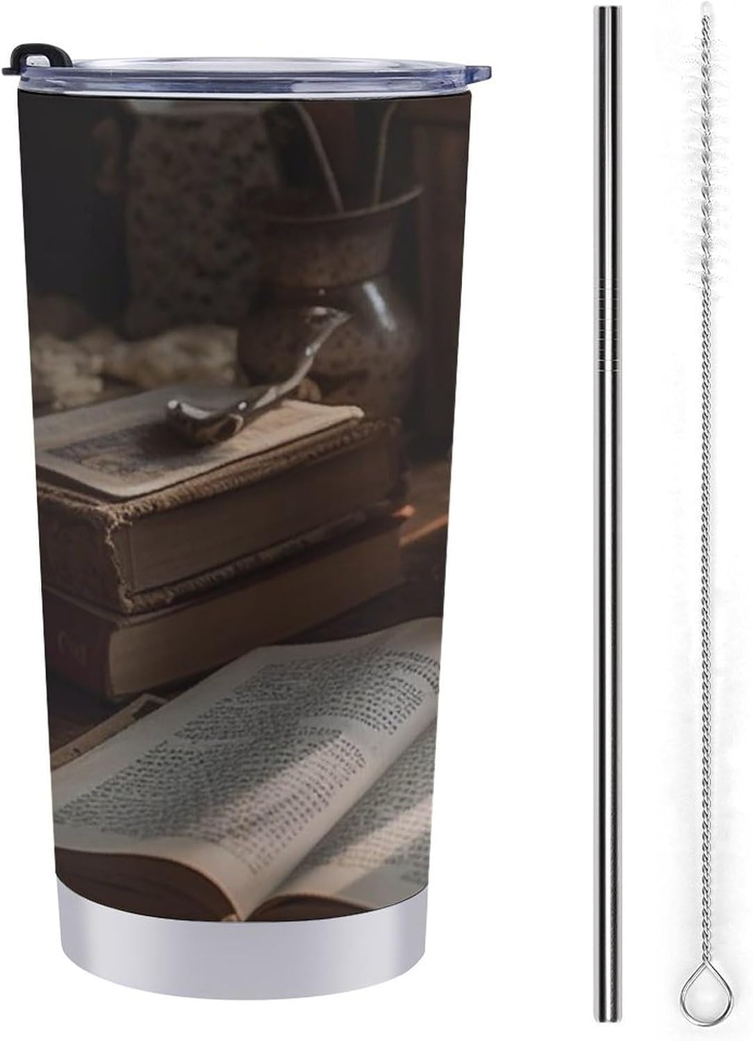 20 Oz Insulated Tumbler Stainless Steel Coffee Mug Study Room Car Cup Reusable Travel Mug with Lid And Straw Vacuum Water Bottle for Hot Cold Drinks Fits in Car Cup Holder