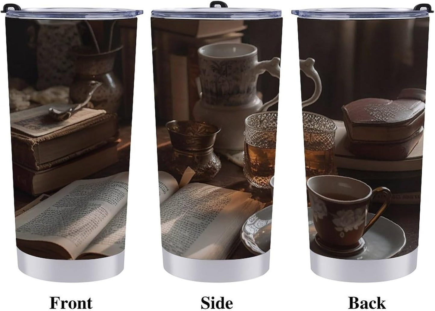 20 Oz Insulated Tumbler Stainless Steel Coffee Mug Study Room Car Cup Reusable Travel Mug with Lid And Straw Vacuum Water Bottle for Hot Cold Drinks Fits in Car Cup Holder