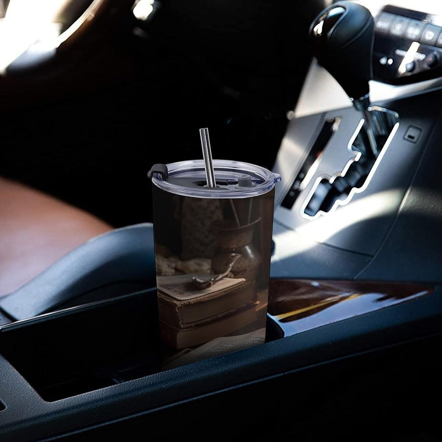 20 Oz Insulated Tumbler Stainless Steel Coffee Mug Study Room Car Cup Reusable Travel Mug with Lid And Straw Vacuum Water Bottle for Hot Cold Drinks Fits in Car Cup Holder