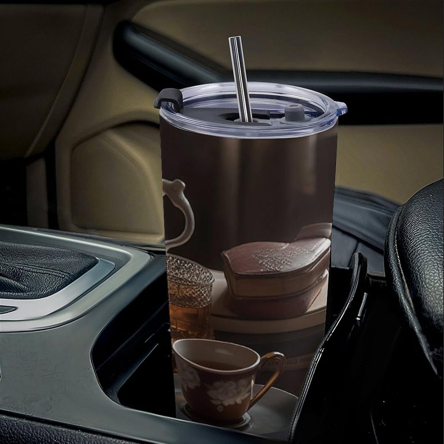 20 Oz Insulated Tumbler Stainless Steel Coffee Mug Study Room Car Cup Reusable Travel Mug with Lid And Straw Vacuum Water Bottle for Hot Cold Drinks Fits in Car Cup Holder
