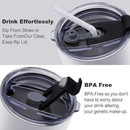 20 Oz Insulated Tumbler Stainless Steel Coffee Mug Study Room Car Cup Reusable Travel Mug with Lid And Straw Vacuum Water Bottle for Hot Cold Drinks Fits in Car Cup Holder