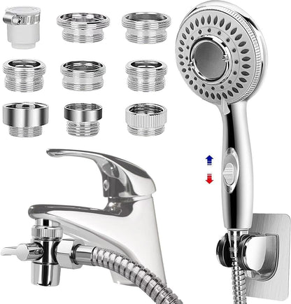 Shower Head Sink - Faucet Bathtub, Hose Sprayer Attachment with 9 Adapters