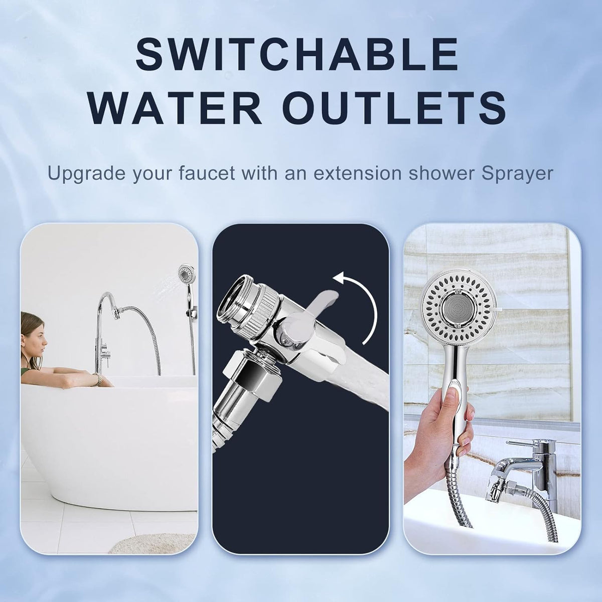 Shower Head Sink - Faucet Bathtub, Hose Sprayer Attachment with 9 Adapters