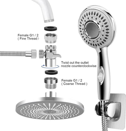 Shower Head Sink - Faucet Bathtub, Hose Sprayer Attachment with 9 Adapters