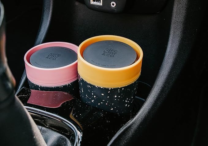 Circular and Co Leakproof Reusable Coffee Cup 12oz/340ml - The World's First Travel Mug Made from Recycled Coffee Cups, 100% Leak-Proof, Sustainable & Insulated (Black & Faraway Blue)