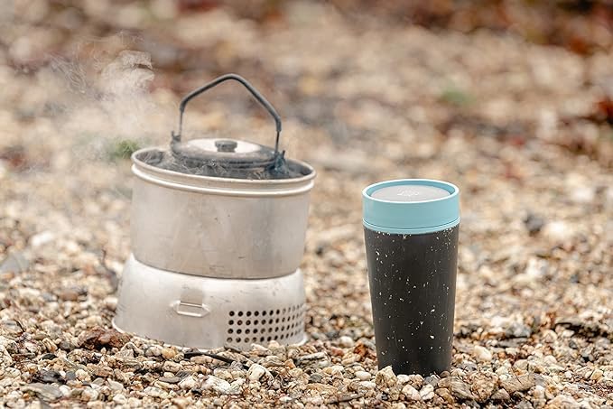 Circular and Co Leakproof Reusable Coffee Cup 12oz/340ml - The World's First Travel Mug Made from Recycled Coffee Cups, 100% Leak-Proof, Sustainable & Insulated (Black & Faraway Blue)