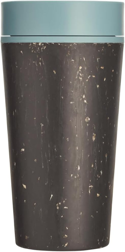 Circular and Co Leakproof Reusable Coffee Cup 12oz/340ml - The World's First Travel Mug Made from Recycled Coffee Cups, 100% Leak-Proof, Sustainable & Insulated (Black & Faraway Blue)