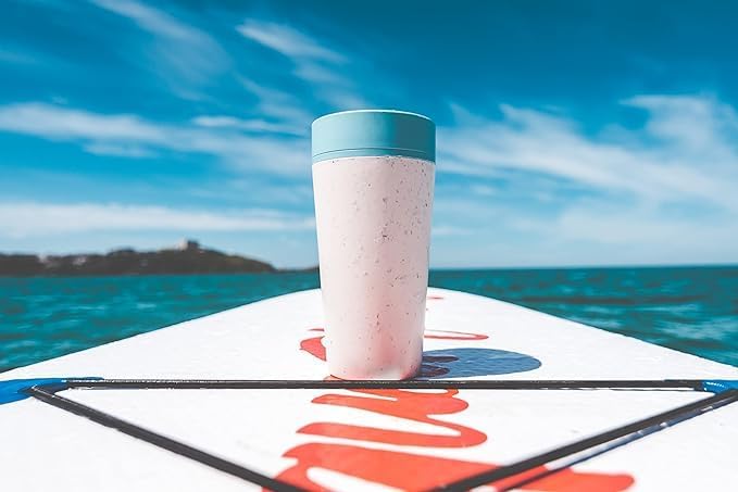 Circular and Co Leakproof Reusable Coffee Cup 12oz/340ml - The World's First Travel Mug Made from Recycled Coffee Cups, 100% Leak-Proof, Sustainable & Insulated (Black & Faraway Blue)