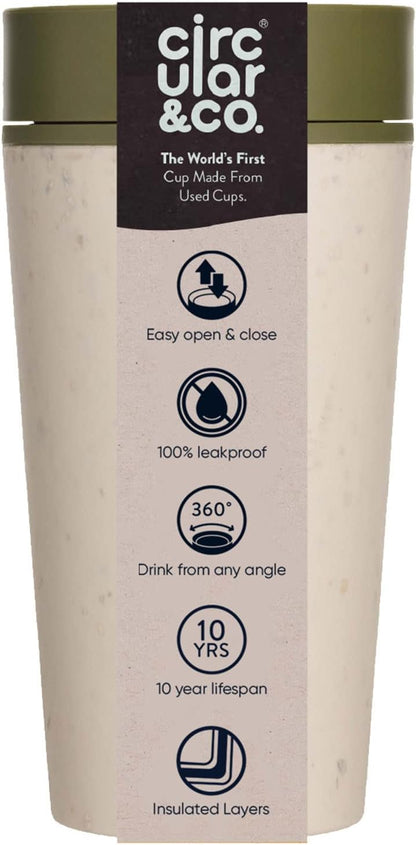 Circular and Co Leakproof Reusable Coffee Cup 12oz/340ml - The World's First Travel Mug Made from Recycled Coffee Cups, 100% Leak-Proof, Sustainable & Insulated (Black & Faraway Blue)